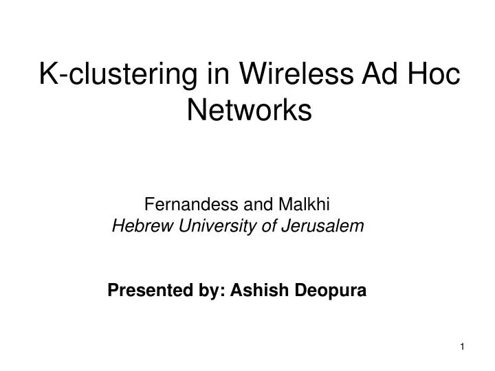 k clustering in wireless ad hoc networks