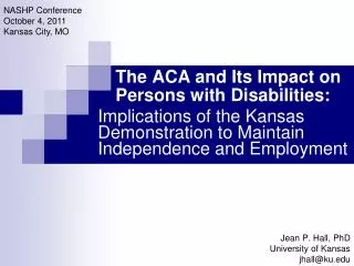 The ACA and Its Impact on Persons with Disabilities:
