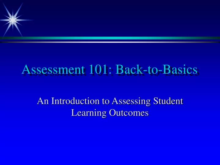 assessment 101 back to basics