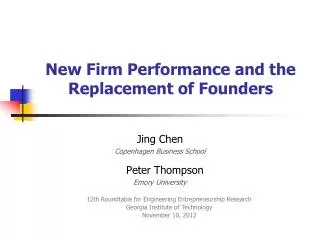 New Firm Performance and the Replacement of Founders