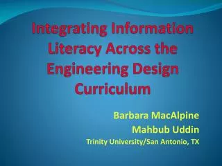 Integrating Information Literacy Across the Engineering Design Curriculum
