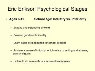 Eric Erikson Psychological Stages