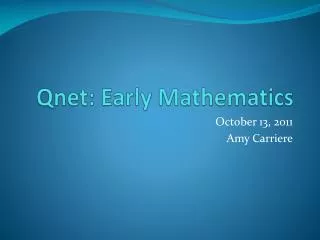 Qnet : Early Mathematics