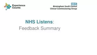 NHS Listens : Feedback Summary
