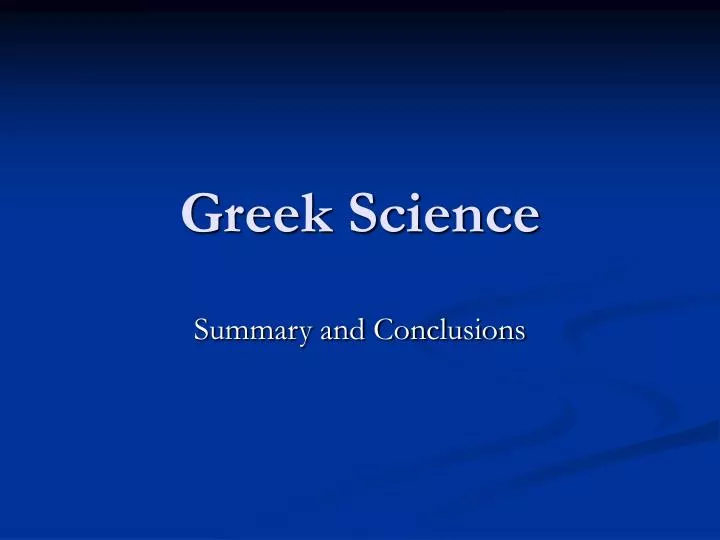 greek science