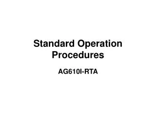 Standard Operation Procedures