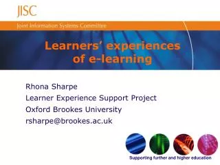 Learners’ experiences of e-learning