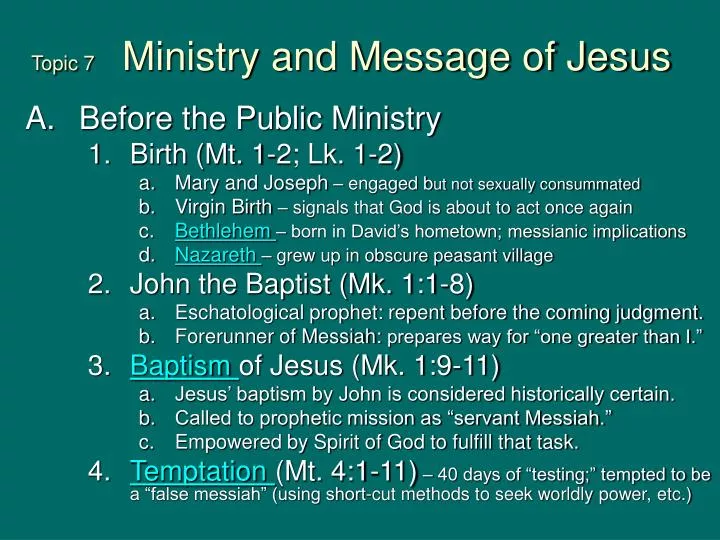 topic 7 ministry and message of jesus