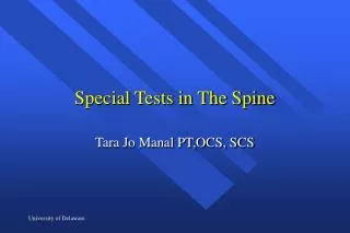 Special Tests in The Spine