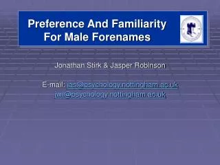 Preference And Familiarity For Male Forenames
