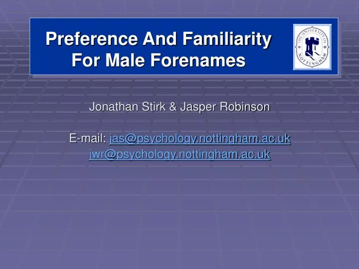 preference and familiarity for male forenames