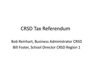 CRSD Tax Referendum
