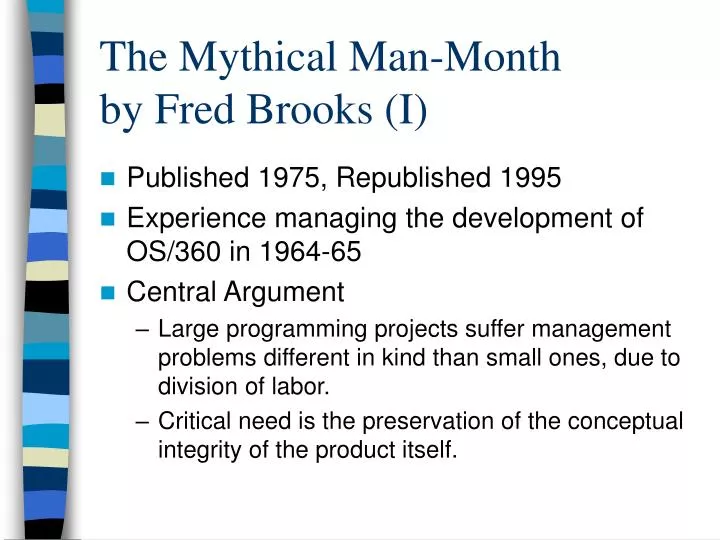 the mythical man month by fred brooks i