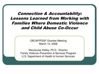 Connection &amp; Accountability: Lessons Learned from Working with Families Where Domestic Violence and Child Abuse Co-
