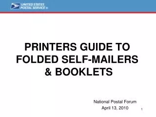 PRINTERS GUIDE TO FOLDED SELF-MAILERS &amp; BOOKLETS