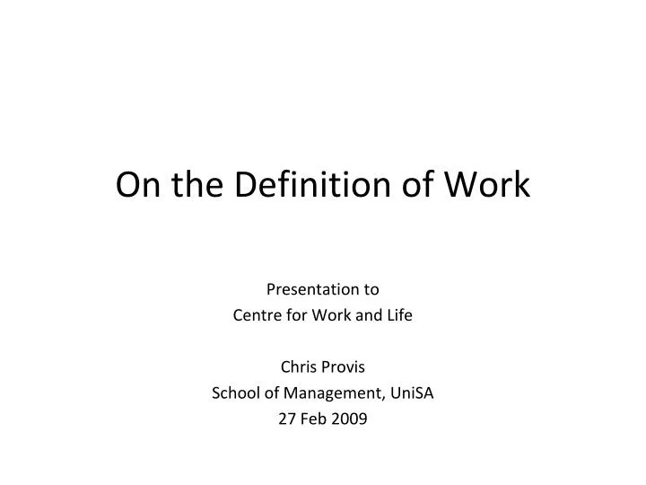 on the definition of work