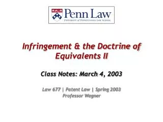 Infringement &amp; the Doctrine of Equivalents II