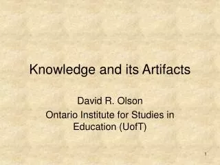 Knowledge and its Artifacts