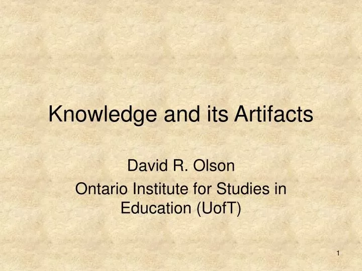 knowledge and its artifacts