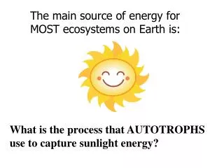 The main source of energy for MOST ecosystems on Earth is: