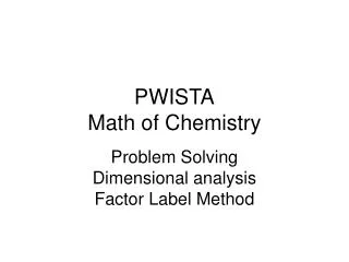 PWISTA Math of Chemistry