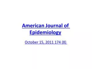American Journal of Epidemiology