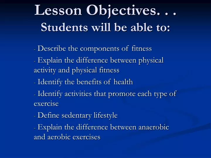 lesson objectives students will be able to