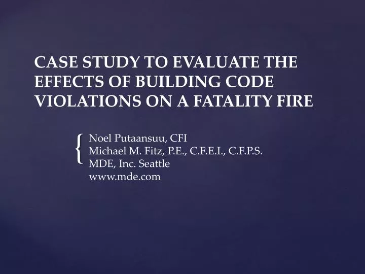 case study to evaluate the effects of building code violations on a fatality fire