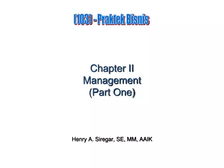 chapter ii management part one
