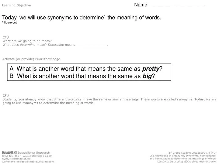 PPT - Today we will review how to determine between synonyms and antonyms  PowerPoint Presentation - ID:9468879