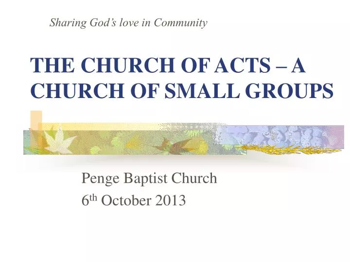 the church of acts a church of small groups