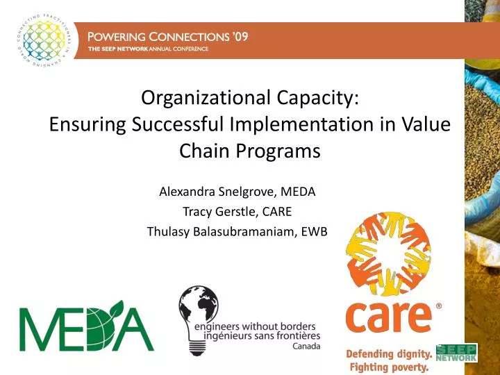 organizational capacity ensuring successful implementation in value chain programs