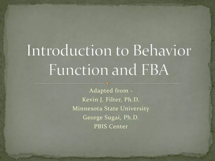 introduction to behavior function and fba