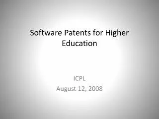 Software Patents for Higher Education