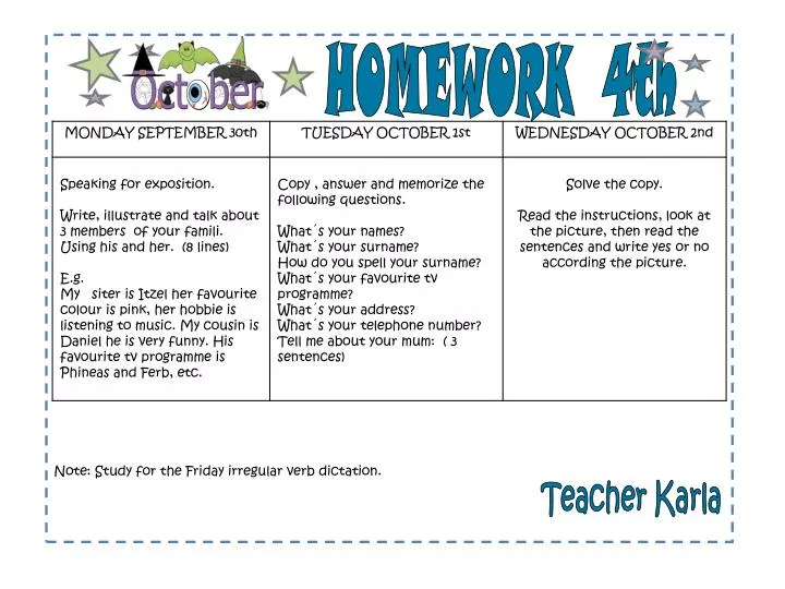 note study for the friday irregular verb dictation