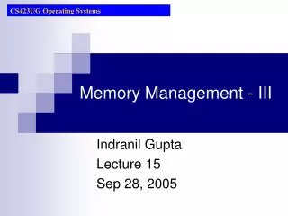 Memory Management - III