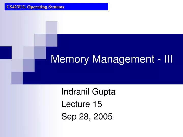 memory management iii