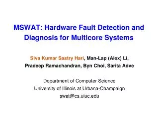 MSWAT: Hardware Fault Detection and Diagnosis for Multicore Systems