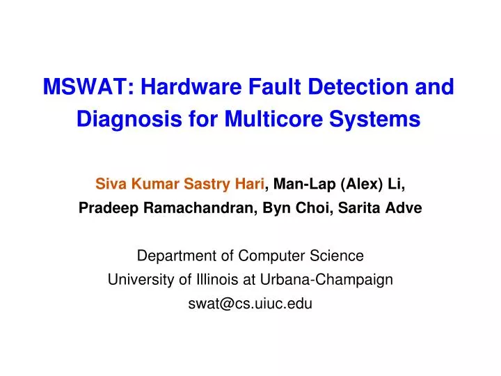 mswat hardware fault detection and diagnosis for multicore systems