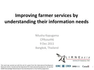 Improving farmer services by understanding their information needs