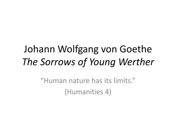 johann wolfgang von goethe the sorrows of young werther