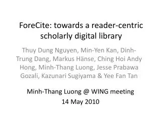 ForeCite: towards a reader-centric scholarly digital library