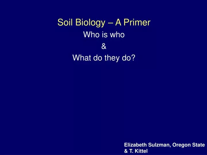 soil biology a primer who is who what do they do