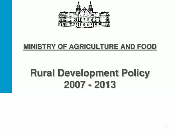 ministry of agriculture and food rural development policy 2007 2013