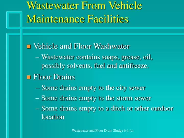 wastewater from vehicle maintenance facilities