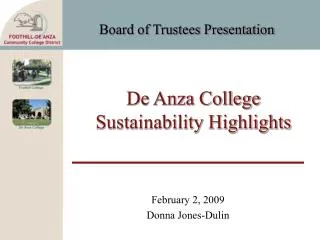 De Anza College Sustainability Highlights