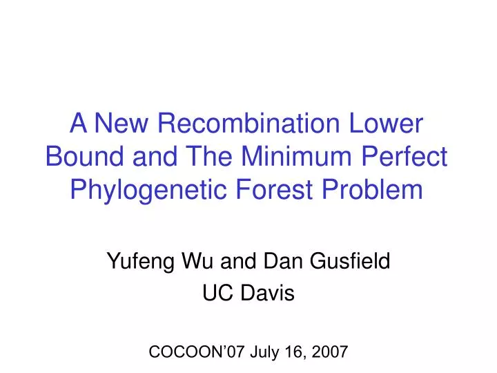 a new recombination lower bound and the minimum perfect phylogenetic forest problem