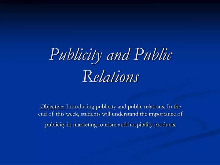 publicity and public relations