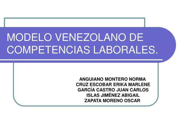 modelo venezolano de competencias laborales