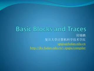 Basic Blocks and Traces